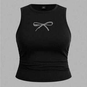✨ SHEIN Curve Black Bow Print Sleeveless Top✨